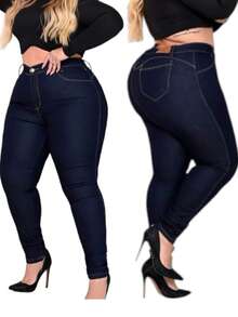 Women's Plus Size Jeans With Lycra Skinny Moda Premium Up To 56 - Blue - View 2