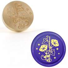 CYFUN DESIGN 1 PC Minimalist Floral Series Wax Seal Stamps 25mm Solid Brass Engraved Fire Lacquer Stamp Heads NO Handle For Decorating Notebook Gifts And Greeting Cards (Lilies, Spring Branches, Flower Bushes, Chimes Patterns) Back To School,Back To School,School Supplies