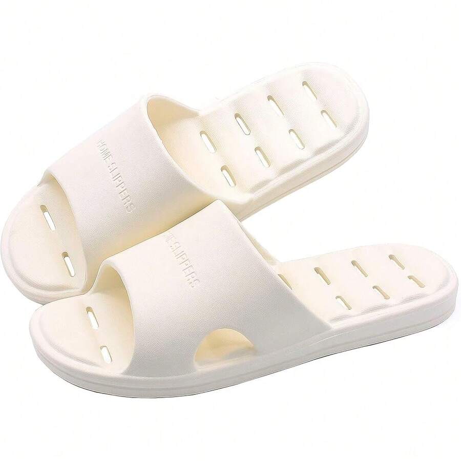 New-  Women's Shower Slipper, Quick Rying Non-Slip Slippers, Bathroom Hou & Pool San, In-Oor Slipper For Gym, Soft Sole, Beige, Size S, M, L, XL - 6-7 位小姐 5-6 位男士 - 查看 1
