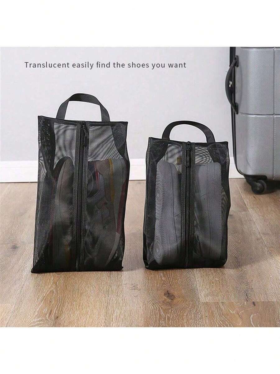 1pc Outdoor Handheld Shoe Bag, Multi-Functional Beach Bag With See-Through Breathable Mesh Storage For Home Shoes - Multicolor - View 1