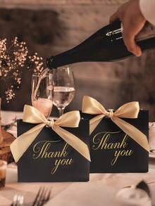 25 Pieces Marble Gift Box For Party, Baby Shower, Chocolate Packaging Or Wedding Favor Box - Black - View 2