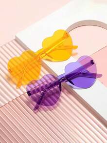 1/6/12/20 件粉色心形眼镜，果冻色无框连心眼镜，鲜艳的彩色眼镜，适合派对、庆典、海滩、摄影道具