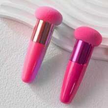 Quaste mit Pilzkopf-Form für flüssiges Make-up, Schwamm Kosmetik Puder Quaste, Schminkpinsel mit glättendem Griff