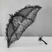 2 Stücke Hochzeits-Braut-Dekorations-Set: Spitzen-Regenschirm & Spitzen-Fächer Set, Vintage europäischer Stil Braut-Hochzeitsregenschirm, Outdoor-Hochzeitsdekoration Sonnenschirm & Fächer, perfektes Geschenk