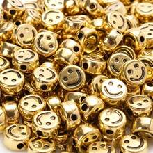 Yiwu Qiyou Accessories Co., LTD 100颗7毫米（0.27英寸）亚克力金色和银色笑脸珠子，DIY珠宝手链配件 - 7mm smiling face beads - 查看 2