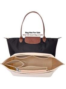 Felt Insert Bag For Le Pliage Tote Handbag Liner Bag Multi Pocket Felt Cloth Bag Support Travel Portable Insert Purse Organizer With Zipper Storage School Supplies