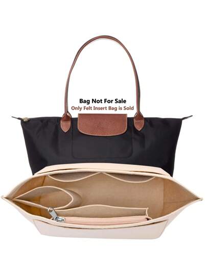 Bolsa de feltro para inserir na bolsa Le Pliage Tote, bolsa com forro, bolsa de feltro com vários bolsos, suporte para viagem, bolsa portátil para inserir, organizador com zíper, armazenamento de materiais escolares