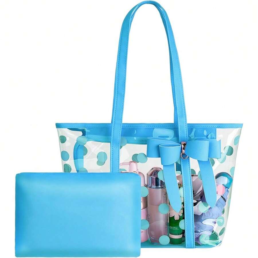 Nuevos bolsos de mujer impermeables de PVC transparente, bolsos de hombro, bolsas de playa, bolsas de compras y bolsas de trabajo - Azul - Ver 1