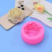 1 件大号和小号牡丹香薰蜡烛硅胶模具 DIY 石膏展示硅胶模具