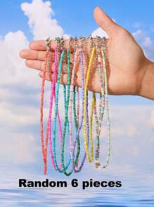 1/2/3/6/9pcs Multi-Color Natural Shell Asymmetrical Stone Sea Star Necklace Bracelet Set, Suitable For Women Spring/Summer Daily, Beach, Holiday & Casual Wear