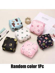 1Pc Portable Sanitary Napkin Storage Bag, Zippered Oxford Cloth Pouch For Travel, Toiletries, Makeup & Lipstick – Boho Style Gift For Women & Teens (School/Office/Back To School)