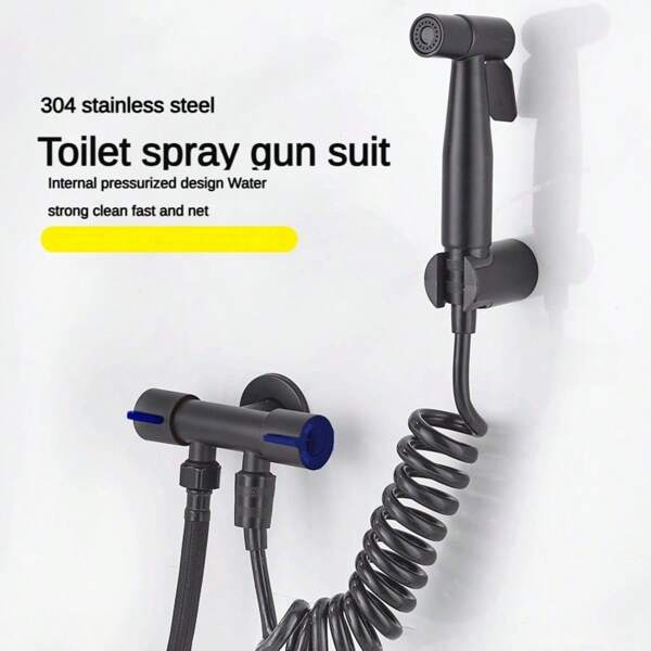 304 Stainless Steel Bidet Spray Gun Kit, Toilet Flusher Sprayer, Reinforced Water Pressure Washing Sprayer Head