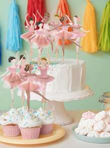 12 pezzi Decorazioni per cupcake da ballerina, piccole ballerine in tutù colorati, stuzzicadenti per torta per festa di matrimonio, anniversario, compleanno, festa di nascità, forniture per feste e pasticceria