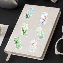 51pcs Floral Bookmark Stickers, Romantic Flower Decorative Adhesive Stickers For Vases, Mirrors, Glasses, DIY Crafts Room Decor Home Decor Wall Decor Wall Stickers Wall Sticker
