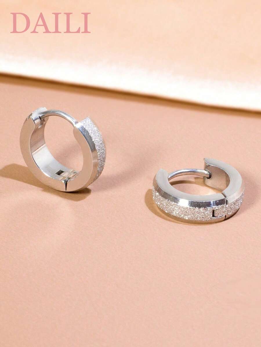 DAILI 不锈钢闪光小号环形耳环时尚流行女士珠宝礼物 1-3 对