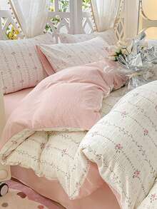 3 件套 100% 涤纶北欧格子羽绒被套套装，2 个枕套 + 1 个羽绒被套（无床单）