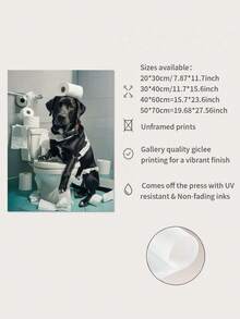 1pc Fun Black Labrador Bathroom Chaos Frameless Wall Art , Perfect For Home, Bedroom, Living Room, Bathroom, Office, Cafe- Unique Animal Mural Art, Home Decor First Choice, Funny Gift For Family And Friends - Multicolor - View 6