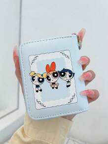 THE POWERPUFF GIRLS Minimalist Cute Cartoon Police Woman Zipper Short Wallet Small Compact Card Holder Coin Purse Fashionable Unisex For Women Wallet Mini Wallet Purse Wallet Small Wallet Cute Wallet