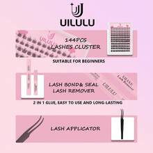 Thick Eyelash Clusters 14-20mm Long Cluster Eyelash Extensions 280pcs Individual Lashes Cluster DIY Eyelashes Mink Strips Volume Lash Extension - Black - View 7