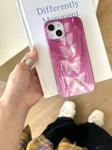 Funda de teléfono de estilo coreano con diseño degradado ondulado tipo aurora borealis para 16 Pro Max, funda protectora suave con diseño de mariposa para 15 Pro, 13, diseño minimalista e para 14