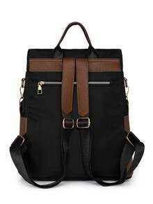 LECEY 时尚女士大容量旅行背包，带流苏吊坠防盗设计 - 黑色 - 查看 7