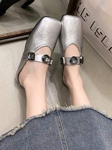 1 Pair Fashion Minimalist Slider Sandals For Teenagers, Comfortable Versatile, Slip-On With Artificial Brick Stone Decor, Suitable For Outdoor, Commute, Party