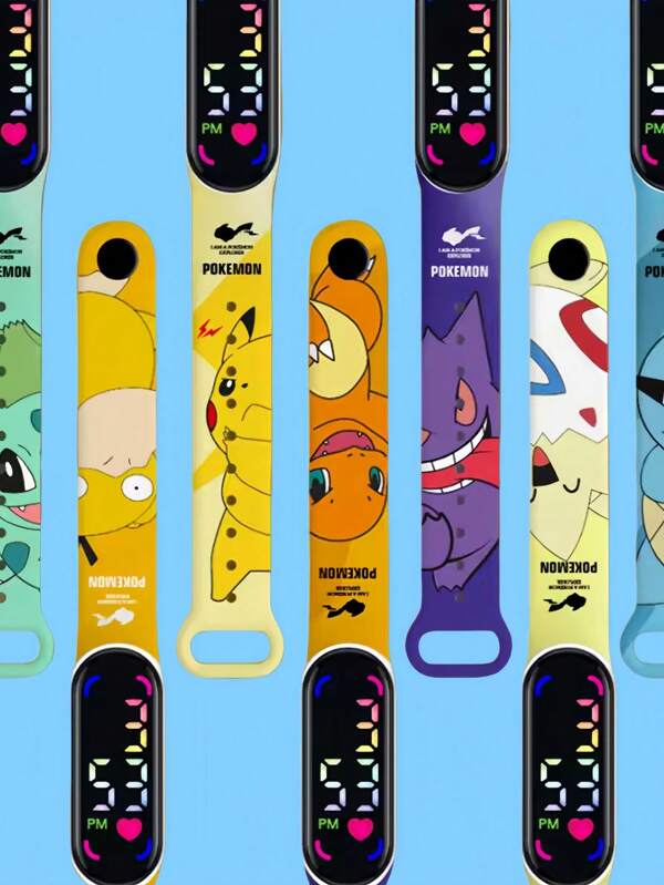 pokemon Pokemon Strap LED Electronic Watch Kid New Cute Pikachu Waterproof Bracelet Fashion Boy Girl Digital Watches Birthday Gift