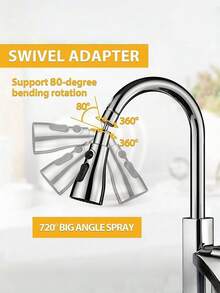 1个厨房水龙头喷头替换件，720°旋转，三功能下拉式喷头，G1/2接头，厨房用品，厨房配件，厨房工具 - 彩色 - 查看 6