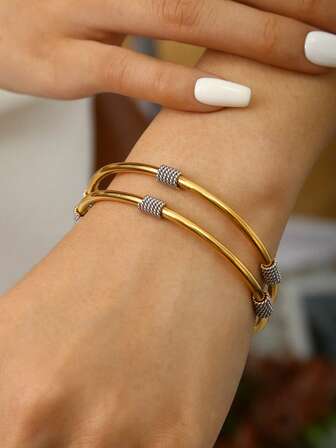 TONSI 1 adet Zarif Büyüleyici Minimalist Moda Üst Düzey 18K Altın Kaplama Paslanmaz Çelik Geometrik Spiral Bilezik, Kadınlar İçin Uygun Yaz, Tatil, İş, Günlük, Parti, Festival