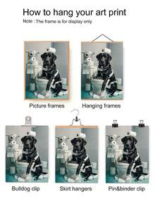 1pc Fun Black Labrador Bathroom Chaos Frameless Wall Art , Perfect For Home, Bedroom, Living Room, Bathroom, Office, Cafe- Unique Animal Mural Art, Home Decor First Choice, Funny Gift For Family And Friends - Multicolor - View 5