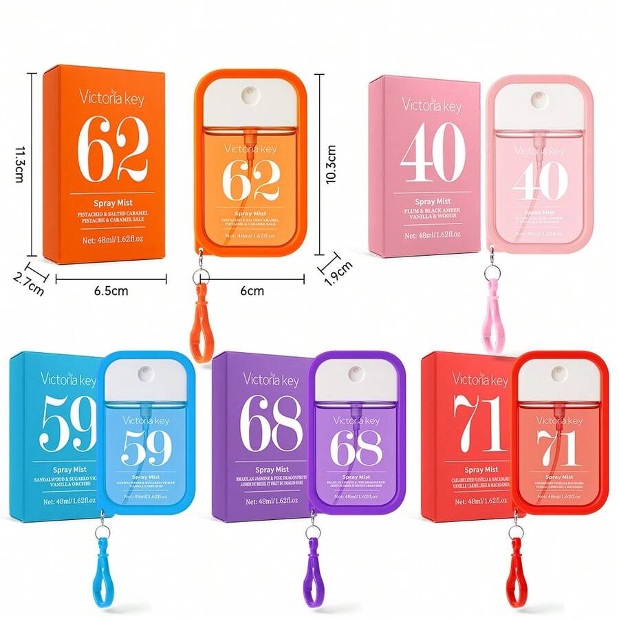 5瓶x48毫升/2瓶x48毫升/1瓶48毫升巴西系列喷雾,带零售包装,限量版室内外香氛喷雾,多层次提升的愉悦香氛,持久散发自然清新迷人气息,释放优雅的Janeiro香草椰子花果柑橘木香海洋气息,适合约会 - 彩色 - 查看 1