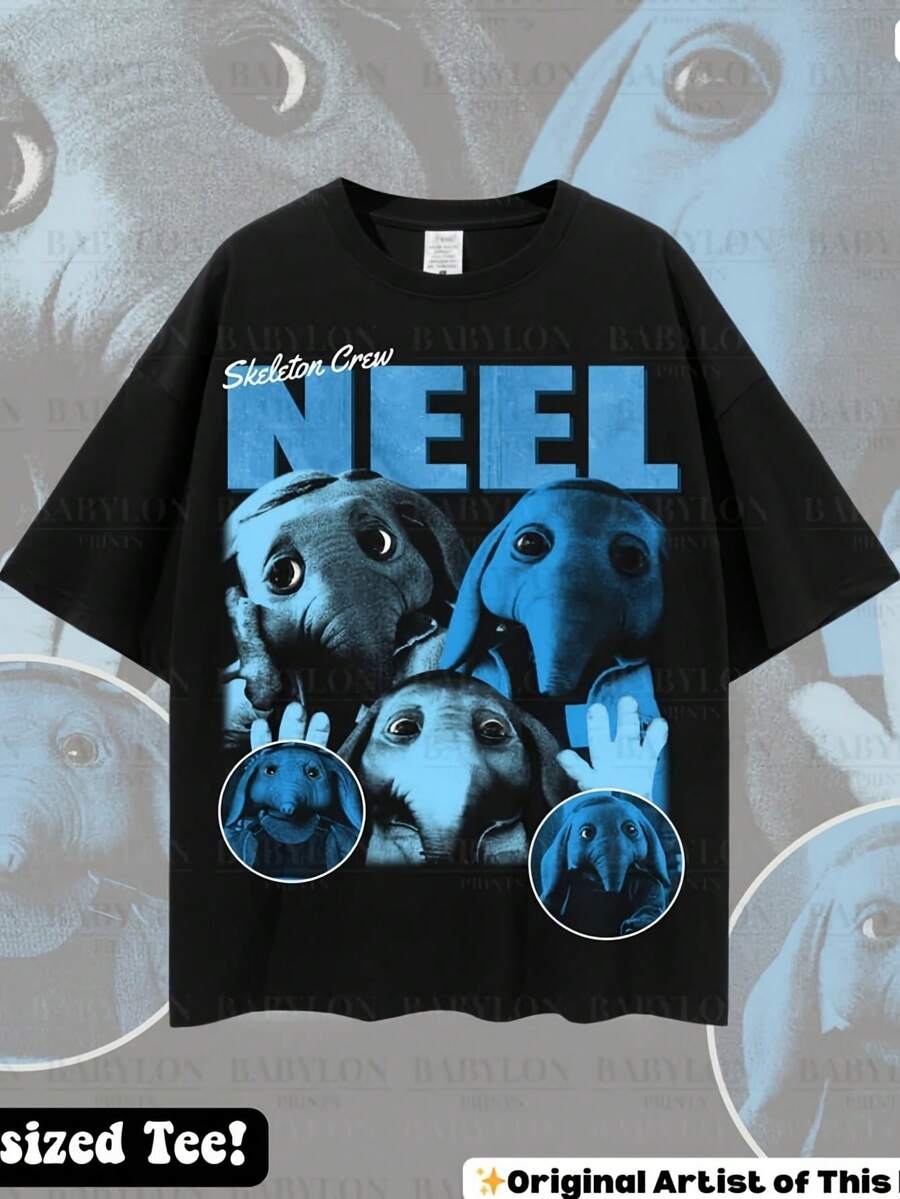 Oversized Neel Skeleton Crew Shirt  Shirt Vintage  Neel  Shirt World Shirts   Show Shirt - Black 9 - View 1