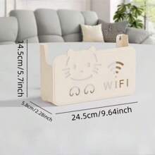 1pc Router Storage Box, Fits Standard Router Size, Cute Wall-Mounted Storage, Plastic Material Router Holder, Adorable Cat Design, Cat Face & WiFi Details, Does Not Block Signal, Suitable For Household Network Device Organization