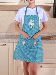 1pc Bunny Pattern Neck Hanging Apron For Home Kitchen Restaurant Dining