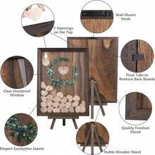 2025Hot SaleAodaer Wedding Guest Book Drop Top Frame Heart Drop Wood Guest Book With Stand 122 Wooden Hearts Pens Box Blackboard Rustic Wedding Decorations Reception Shower, Brown