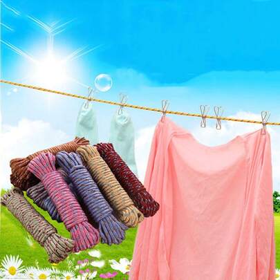 1 Stück verstärkte Nylon Wäscheleine zum Trocknen Outdoor, strapazierfähige Wäscheleine, wetterfest, 5m Länge mit zufälliger Farbauswahl, langanhaltend und einfache Installation für Balkon, Garten, Terrasse, Wäscheecke in Innenräumen, platzsparendes Design für schnelles Trocknen, ideal für Apartments, Studentenwohnheime, Wohnmobile und kleine Häuser, zuverlässige Einrichtung, die Stoffe schützt und Wäscheroutinen vereinfacht