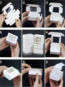 10pcs Kraft Paper Candy Gift Boxes With Window, Black/White/Pink, For Birthday Cake, Desserts And Sweets Valentine Day - Multicolor - View 13