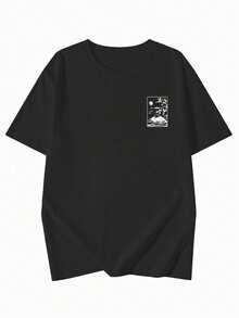 200g Pure Cotton T-Shirt 2025 Summer Ladies New Short Sleeve Pure Cotton Holiday Pattern Short Sleeve Round Neck Couple Wear Small Shirt Tops - 黑色 - 查看 2