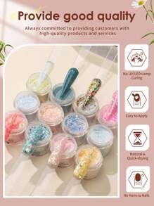CHOSEOS 12 Pcs Shiny Acrylic Crystal Powder Set, Create Salon-Grade Nails At Home, Perfect For Beginners And Professionals
