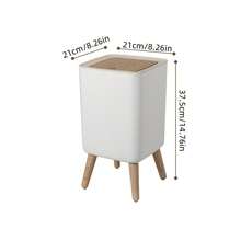 1 件装塑料木纹方形垃圾桶，废纸篓，适用于厨房、浴室、客厅、家庭、办公室、酒店 - 白色 - 查看 3