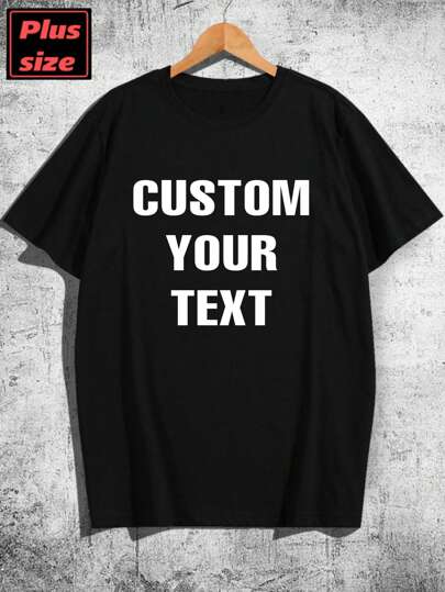 Customizable Plus Size Men's T-Shirt, Input Your Text/Greetings/Fun Text, Summer Plus Size Black T-Shirt, Father's Day Gift, Anniversary Gift, Company Team Building Uniform, Music Festival, Gift For Him, Plus Size Men's Crew Neck Short Sleeve T-Shirt Top, Party, Plus Size Men's Black Short Sleeve, April Fool's Day Gift, Easter Gift, Summer Plus Size Men's Top, Summer Plus Size Men's Short Sleeve T-Shirt