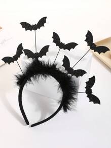 Bandă de păr cu liliac din 7 piese pentru Halloween, costum de coafură cu flori negre, recuzită pentru sărbătoare în parc, poliester imprimat cu trandafiri, accesorii cu funde, accesorii de Halloween, accesorii de păr