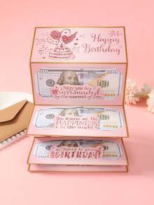 一套粉色和金色生日快乐折叠钞票卡片及信封，粉色和金色纸质折叠钞票卡片，生日派对惊喜现金礼物，周年纪念装饰折叠钞票卡片，生日庆祝现金装饰，生日派对装饰，生日快乐折叠钞票卡片及信封 - 有趣的现金赠送方式，生日装饰，生日礼物，派对礼品 - 粉金生日 - 查看 11