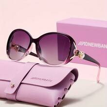 A Pair Of Women's Fashion Simple Pearl Fox Head Frame Decorative Glasses, With Purple Glasses Case, Vintage Suitable For Holiday Gifts - 紫框紫片 - 查看 7