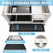 Rabbit Hutch Indoor Rabbit Cage Outdoor On Wheels Buuny Hutch Guinea Pig Cage Bunny Cage With Run And Hideout Hamster Cage With Wire Netting Above Pull Out Tray Pet House For Small Animals - RAB16-GREY - View 4