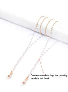 1/2 Stücke modische Kunstperlen Metallbrille-Kette für Frauen, Sonnenbrillenkette für Urlaub für Frauen und Mädchen, Lesebrillenkette, rutschfester Brillenhalter, Silikonbrillenhalter, Maskendekokette, ideale Wahl als Geschenk