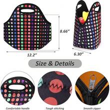 New Neoprene Lunch Bags Rmal Insulated Lunch Tote Bag Reusable Washable Neoprene Picnic Bag For Women Men - all Colorful Dots Neoprene - View 5