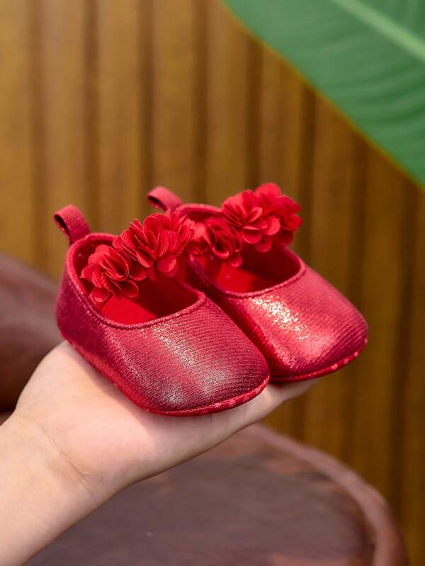 أحذية بنات رضع أميرية، أرضية ناعمة ، للعمر 0-1 سنة ، للربيع والصيف والخريف ، أحذية لحفل المعمودية / عيد ميلاد أول سنة