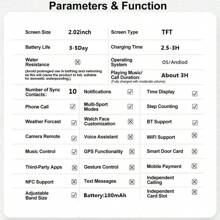 2025 Silicone Strap Smart Watch For Men, 2.02" HD Screen, Call Answering/Dialing, Step Counting, Calorie Tracking, Multi-Sport Modes, Incoming Call/Message Alerts, Full-Screen Touch For Android/IOS, Elegant Gift