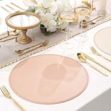 4pcs/6pcs Solid Color Round Thick Leather Heat-Resistant Coasters, Hotel & Restaurant Decorative Items, Suitable For All Seasons, Party, Festival & Gathering Insulation Pads, Placemats - Round Leather - View 12